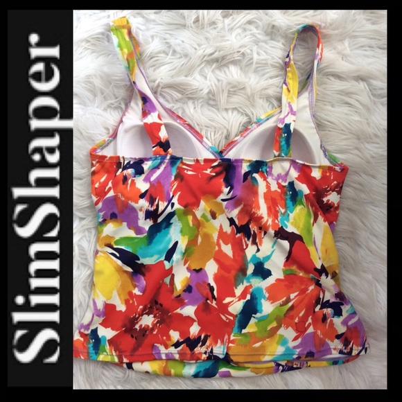 Slimshaper Abstract Floral Tankini Top - Picture 2 of 7